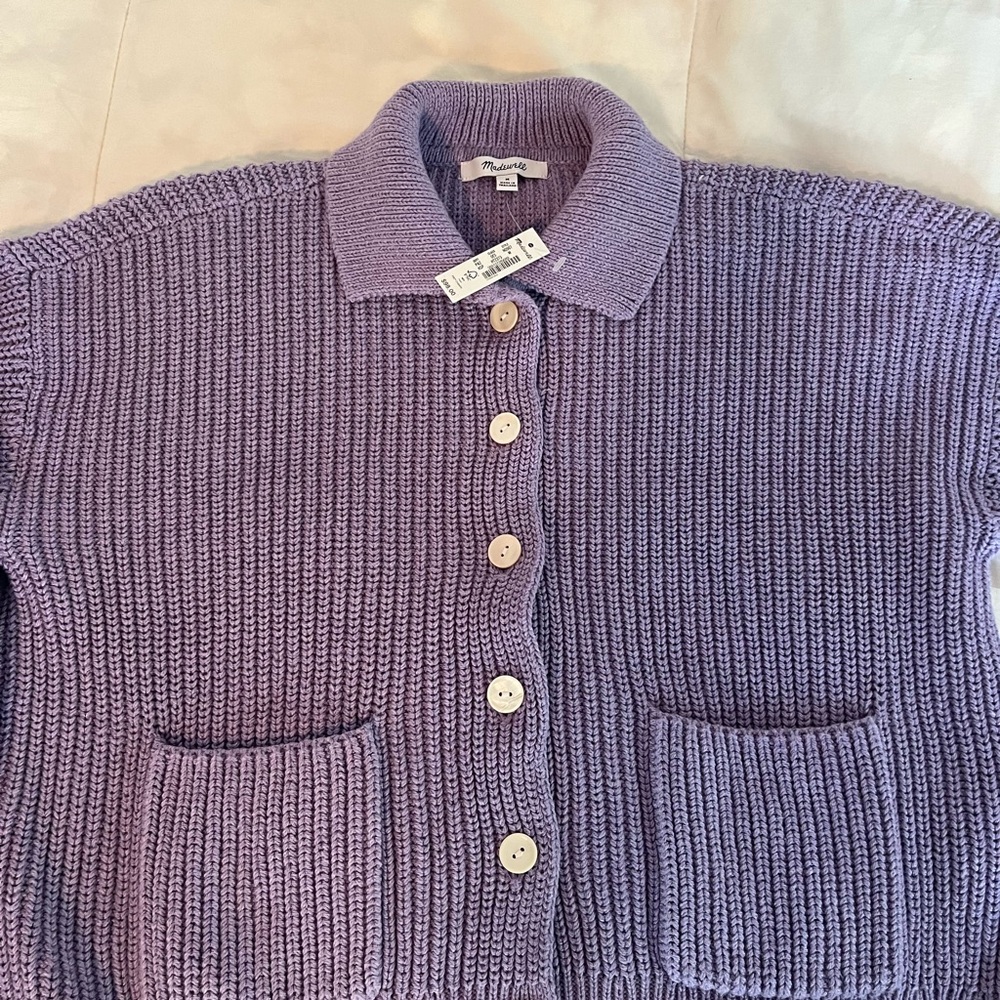Madewell Lilac Cotton Cardigan this season brand new